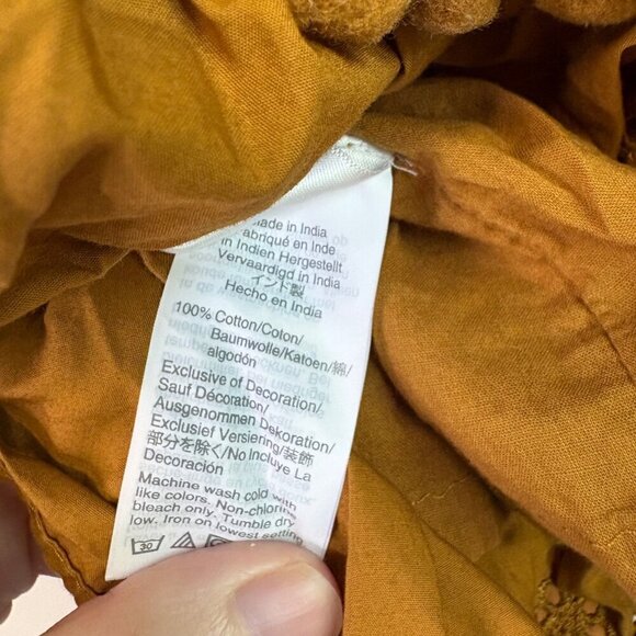 J.Crew Eyelet Pom-Pom flutter sleeve Poplin Cotton Golden Yellow Top Size S - Picture 11 of 12